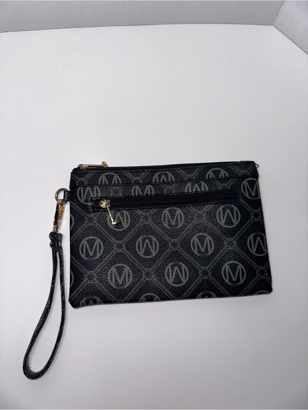 Black Monogram Wristlet Pouch